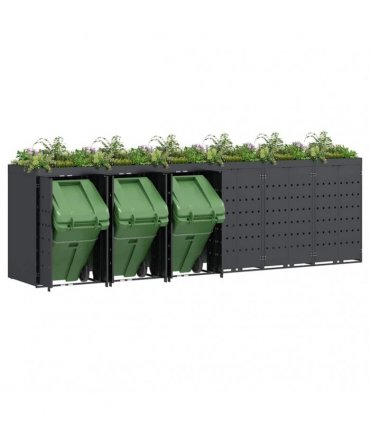 vidaXL Wheelie Bin Storage for 6 Bins Anthracite 408 x 77.5 x 121.5 cm — Model: Planter top