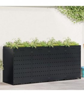 vidaXL Wheelie Bin Storage for 4 Bins Black 272 x 77.5 x 121.5 cm — Model: Planter top