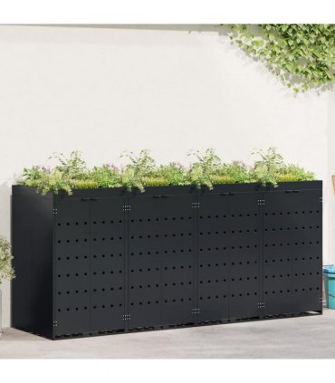 vidaXL Wheelie Bin Storage for 4 Bins Black 272 x 77.5 x 121.5 cm — Model: Planter top