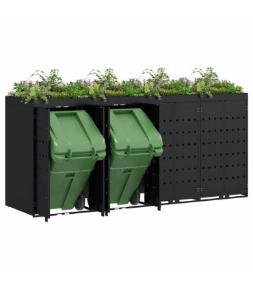 vidaXL Wheelie Bin Storage for 4 Bins Black 272 x 77.5 x 121.5 cm — Model: Planter top