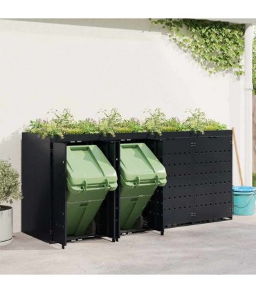 vidaXL Wheelie Bin Storage for 4 Bins Black 272 x 77.5 x 121.5 cm — Model: Planter top