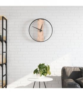 vidaXL Wall Clock Brown Ø35 cm Iron and Oak Wood