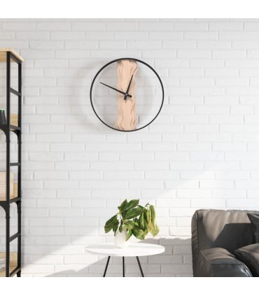 vidaXL Wall Clock Brown Ø35 cm Iron and Oak Wood