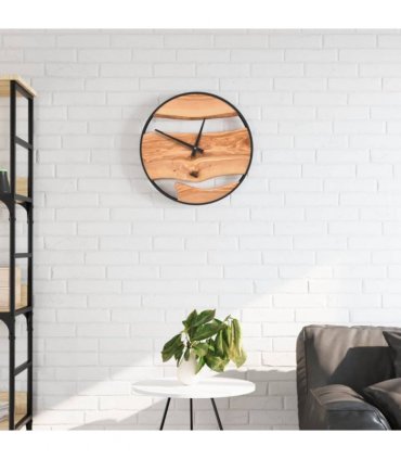 vidaXL Wall Clock Brown Ø35 cm Iron and Olive Wood — Colour: dark brown