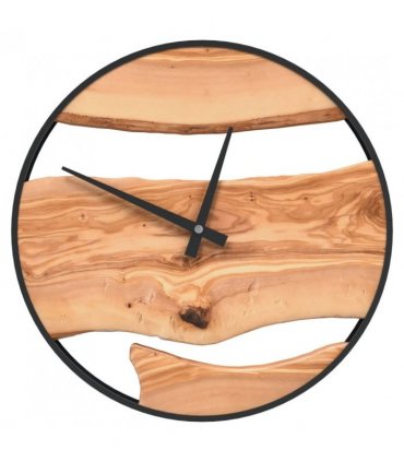 vidaXL Wall Clock Brown Ø35 cm Iron and Olive Wood — Colour: dark brown