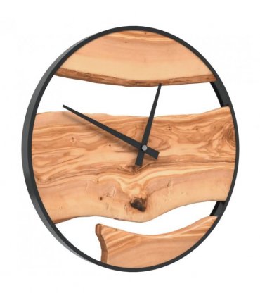 vidaXL Wall Clock Brown Ø35 cm Iron and Olive Wood — Colour: dark brown