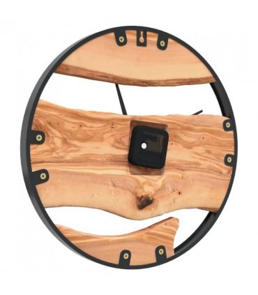 vidaXL Wall Clock Brown Ø35 cm Iron and Olive Wood — Colour: dark brown