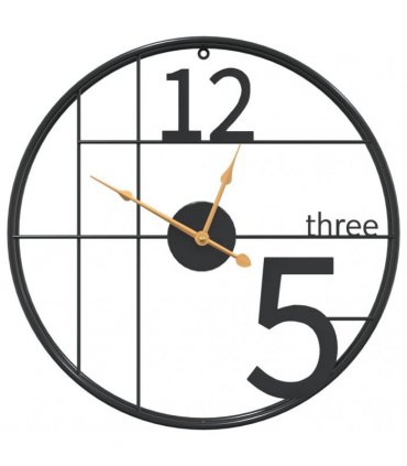vidaXL Wall Clock Black Ø50 cm Iron