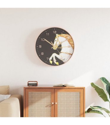 vidaXL Wall Clock Gold and White Ø29.5 cm Polystyrene and Glass