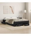 vidaXL Bed Frame with Drawer Black Oak 120 x 190 cm Engineered Wood