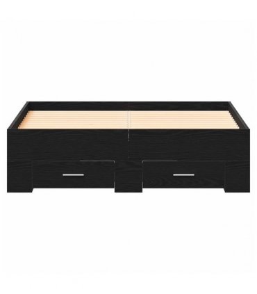 vidaXL Bed Frame with Drawer Black Oak 120 x 190 cm Engineered Wood