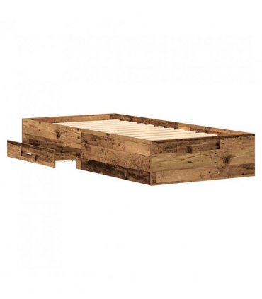 vidaXL Bed Frame with Drawer Old Wood 100 x 200 cm Engineered Wood