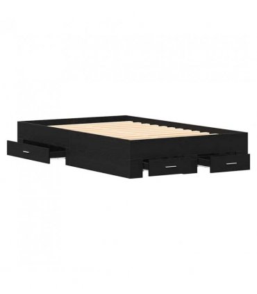 vidaXL Bed Frame with Drawer Black Oak 120 x 200 cm Engineered Wood