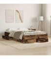 vidaXL Bed Frame with Drawer Old Wood 120 x 200 cm Engineered Wood