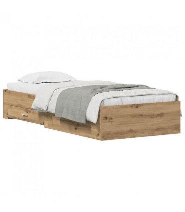 vidaXL Bed Frame with Drawer Artisan Oak 90 x 190 cm Engineered Wood