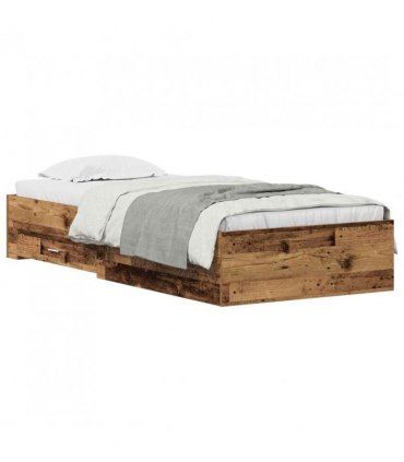 vidaXL Bed Frame with Drawer Old Wood 90 x 200 cm Engineered Wood