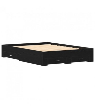 vidaXL Bed Frame with Drawer Black Oak 160 x 200 cm Engineered Wood