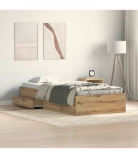 vidaXL Bed Frame with Drawer Artisan Oak 100 x 200 cm Engineered Wood