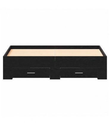 vidaXL Bed Frame with Drawer Black Oak 135 x 190 cm Engineered Wood