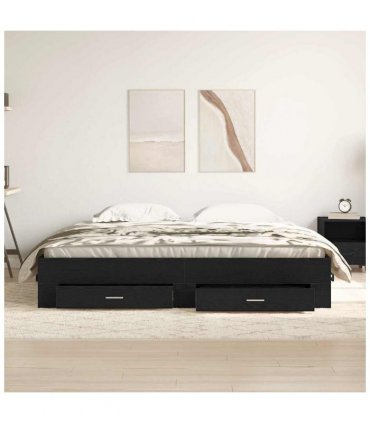 vidaXL Bed Frame with Drawer Black Oak 180 x 200 cm Engineered Wood
