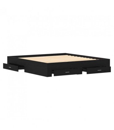 vidaXL Bed Frame with Drawer Black Oak 180 x 200 cm Engineered Wood
