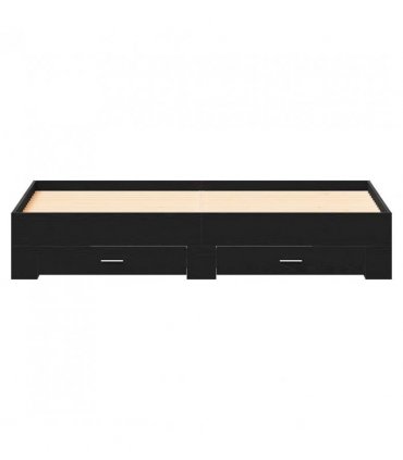 vidaXL Bed Frame with Drawer Black Oak 180 x 200 cm Engineered Wood