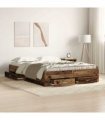 vidaXL Bed Frame with Drawer Old Wood 135 x 190 cm Engineered Wood
