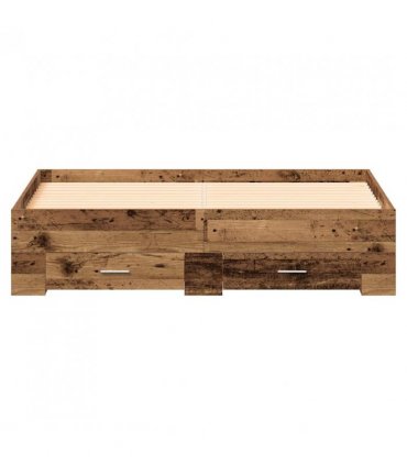vidaXL Bed Frame with Drawer Old Wood 135 x 190 cm Engineered Wood