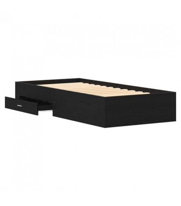 vidaXL Bed Frame with Drawer Black Oak 90 x 200 cm Engineered Wood