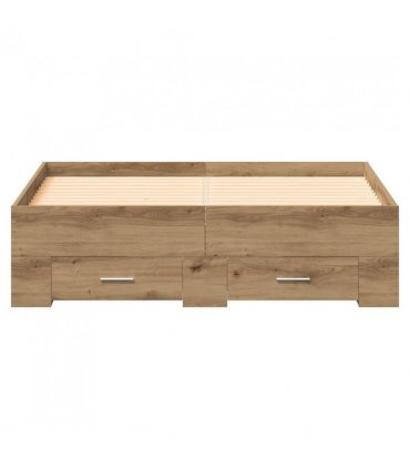 vidaXL Bed Frame with Drawer Artisan Oak 120 x 190 cm Engineered Wood