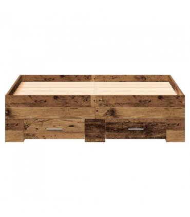 vidaXL Bed Frame with Drawer Old Wood 120 x 190 cm Engineered Wood