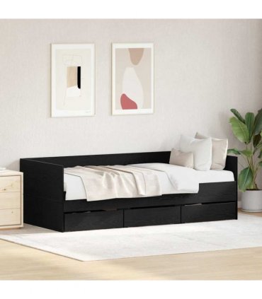vidaXL Daybed with Headboard Black Oak 90 x 190 cm Engineered Wood