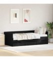 vidaXL Daybed with Headboard Black Oak 90 x 190 cm Engineered Wood