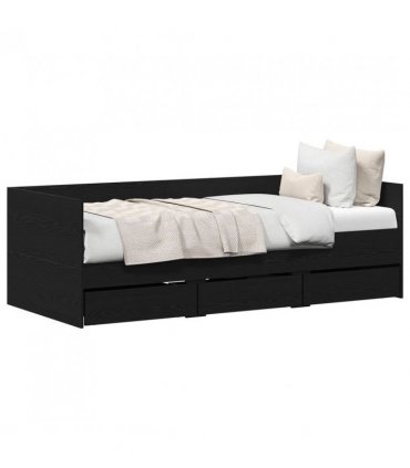 vidaXL Daybed with Headboard Black Oak 90 x 190 cm Engineered Wood