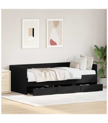 vidaXL Daybed with Headboard Black Oak 90 x 190 cm Engineered Wood