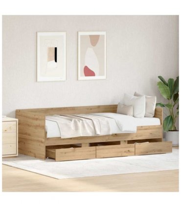 vidaXL Daybed with Headboard Artisan Oak 90 x 190 cm Engineered Wood