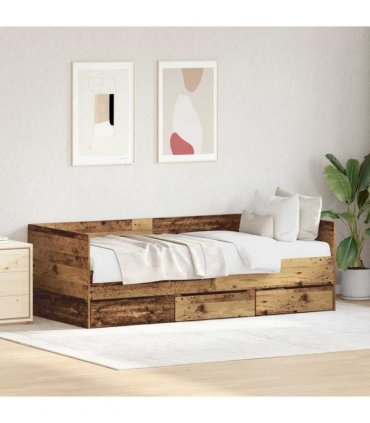 vidaXL Daybed with Headboard Old Wood 90 x 200 cm Engineered Wood
