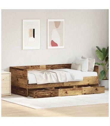 vidaXL Daybed with Headboard Old Wood 90 x 200 cm Engineered Wood
