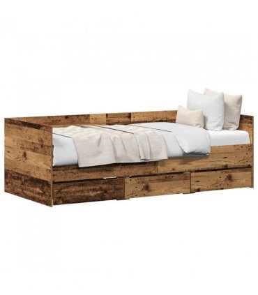 vidaXL Daybed with Headboard Old Wood 90 x 190 cm Engineered Wood