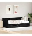 vidaXL Daybed with Headboard Black Oak 100 x 200 cm Engineered Wood