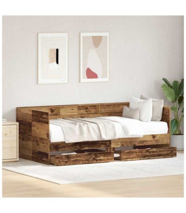 vidaXL Daybed with Headboard Old Wood 90 x 200 cm Engineered Wood — V0671983730
