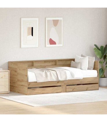 vidaXL Daybed with Headboard Artisan Oak 90 x 200 cm Engineered Wood — V0671983732