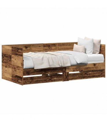 vidaXL Daybed with Headboard Old Wood 100 x 200 cm Engineered Wood