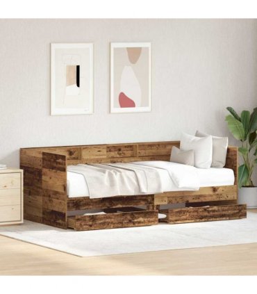 vidaXL Daybed with Headboard Old Wood 100 x 200 cm Engineered Wood