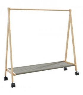 vidaXL Clothes Rack | Bamboo | Varnished Finish | 106 x 34 x 106.5 cm | Foldable — Model: with wheels