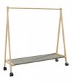 vidaXL Clothes Rack | Bamboo | Varnished Finish | 106 x 34 x 106.5 cm | Foldable — Model: with wheels