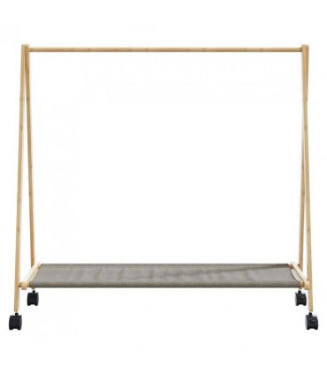 vidaXL Clothes Rack | Bamboo | Varnished Finish | 106 x 34 x 106.5 cm | Foldable — Model: with wheels