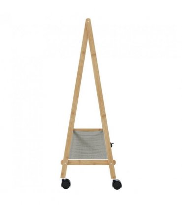 vidaXL Clothes Rack | Bamboo | Varnished Finish | 106 x 34 x 106.5 cm | Foldable — Model: with wheels