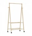 vidaXL Clothes Rack with Shelves and Wheels 96x45.5x155.5 cm Bamboo — Size: 96 cm, Model: with wheels