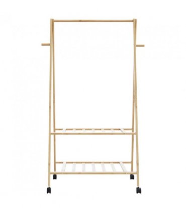 vidaXL Clothes Rack with Shelves and Wheels 96x45.5x155.5 cm Bamboo — Size: 96 cm, Model: with wheels